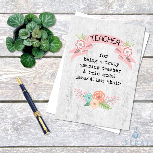 JazakAllah Khair Amazing Teacher Card - Greeting Cards - The Craft Souk