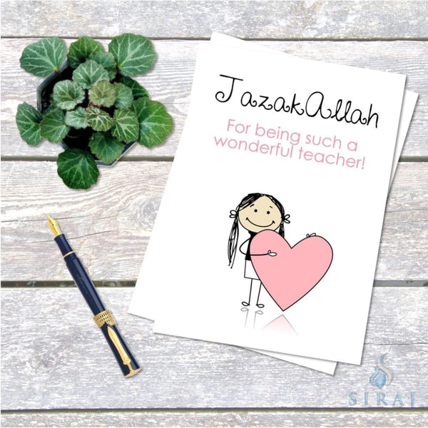 JazakAllah Wonderful Teacher Card - Greeting Cards - The Craft Souk