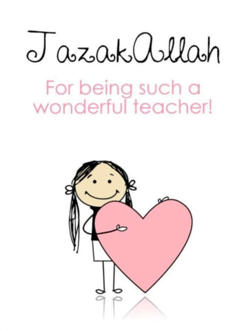 JazakAllah Wonderful Teacher Card - Greeting Cards - The Craft Souk