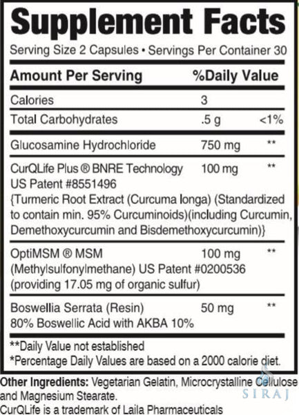 Joint Formula Advanced Glucosamine MSM with Turmeric - Halal Vitamins - Greenfield Nutritions