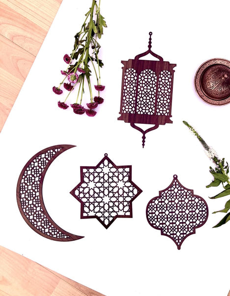 Large Laser Cut Hanging Ornaments - 4 Pack - Decorations - Islamic Moments