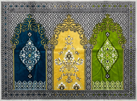 Luxury 3 Person Prayer Rug - Misbah - Silver - Prayer Rugs - Siraj