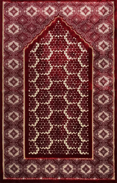 Luxury Plush Prayer Rug - Ahwal - Red - Prayer Rugs - Siraj