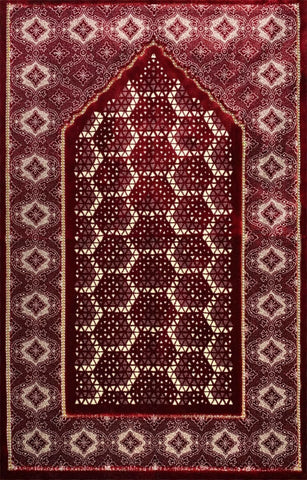 Luxury Plush Prayer Rug - Ahwal - Red - Prayer Rugs - Siraj