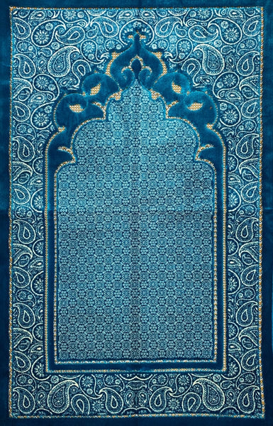 Luxury Plush Prayer Rug - Nur - Blue - Prayer Rugs - Siraj