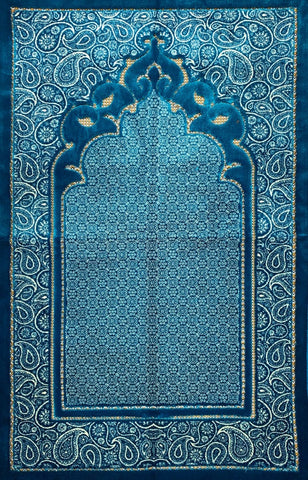 Luxury Plush Prayer Rug - Nur - Blue - Prayer Rugs - Siraj