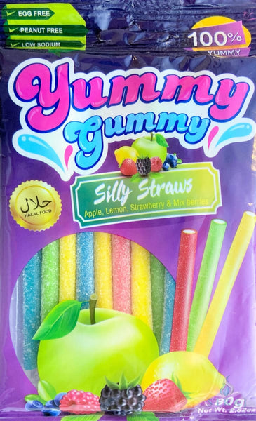 Mixed Fruit Silly Straws - Gummy Halal Candy 80g - Candy - Yummy Gummy