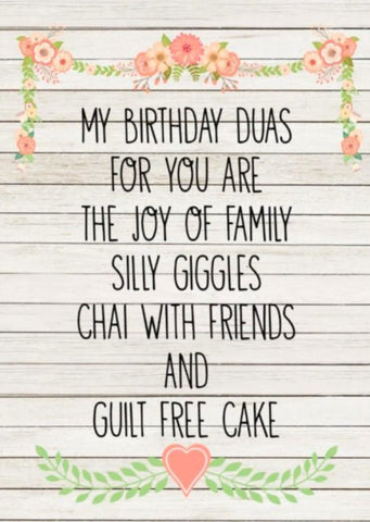 My Birthday Duas For You Card - Greeting Cards - The Craft Souk