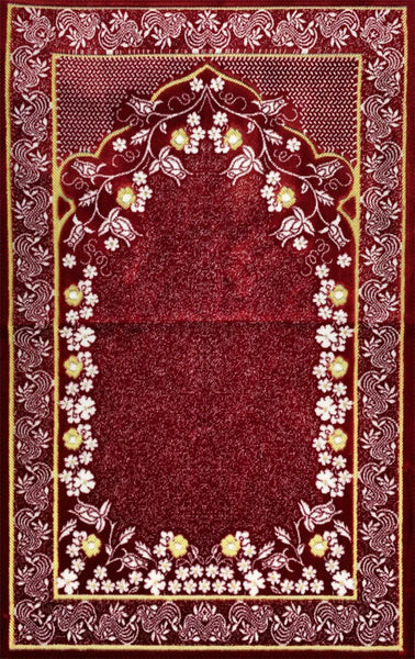 Plush Ipek Prayer Rug - Niyyah - Red - Prayer Rugs - Siraj