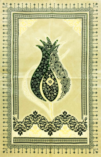 Plush Velvet Prayer Rug - Lalezar - Green - Prayer Rugs - Siraj