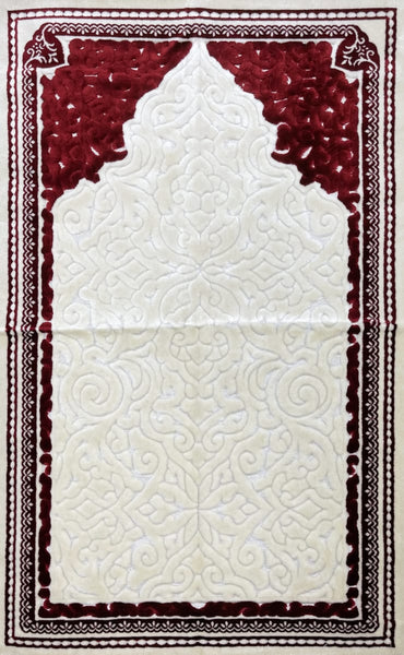 Plush Velvet Prayer Rug - Sina Mihrab - Red - Prayer Rugs - Siraj