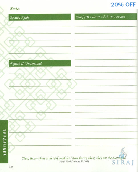 Quran And Me: A Journey to Deep Thinking and Reflection (Hardcover) - Journal - Paradise Pearls