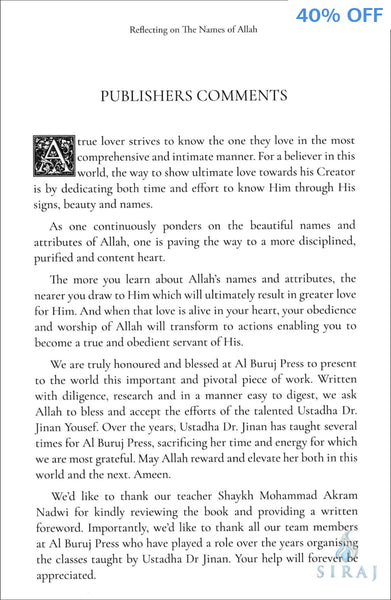 Reflecting on the Names of Allah - Islamic Books - Al Buruj Press