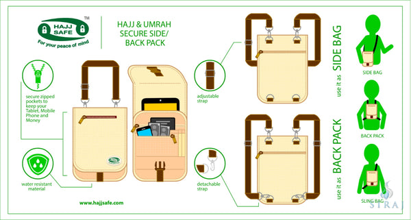 Secure Hajj & Umrah Side and Back Pack - Travel Accessories - Hajj Safe