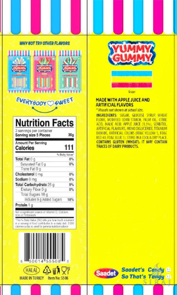 Sour Grape Belts - Gummy Halal Candy 100g - Candy - Yummy Gummy