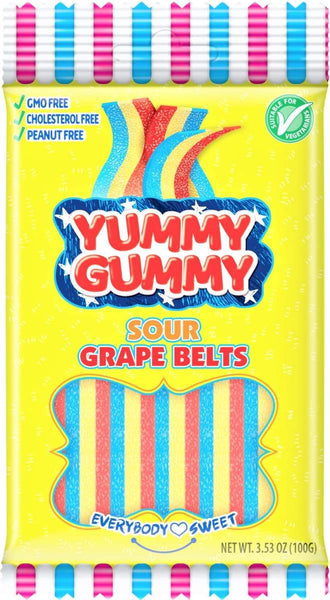 Sour Grape Belts - Gummy Halal Candy 100g - Candy - Yummy Gummy