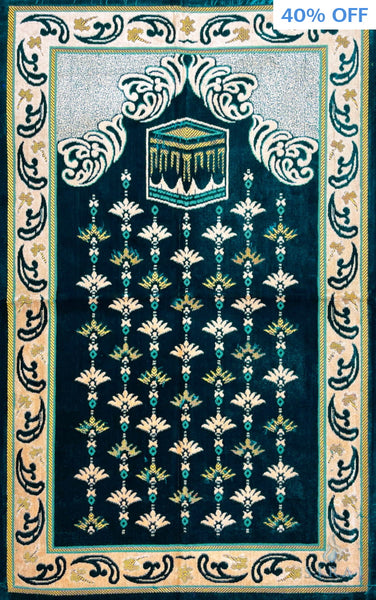 Standard Plush Prayer Rug - Kaaba Bloom - Green - Prayer Rugs - Siraj