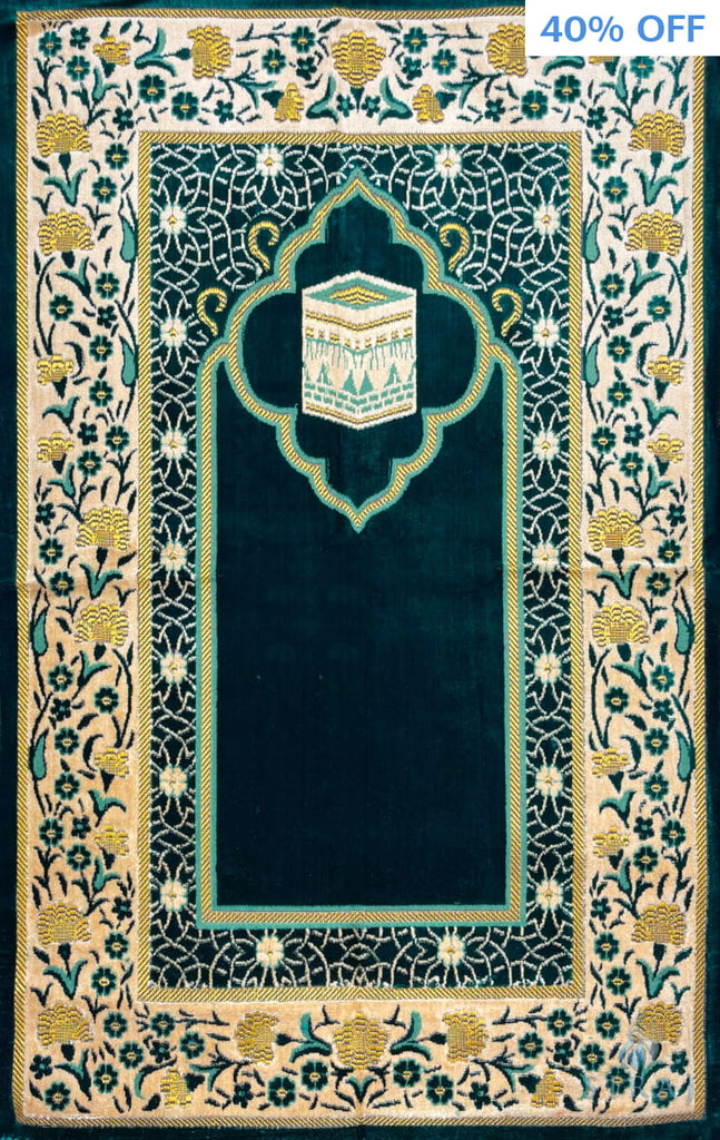 Standard Plush Prayer Rug - Kaaba Floral - Siraj