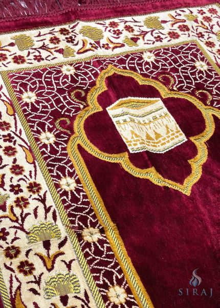 Standard Plush Prayer Rug - Kaaba Floral - Prayer Rugs - Siraj