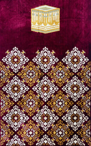 Standard Plush Prayer Rug - Kaaba Geometric - Red - Prayer Rugs - Siraj