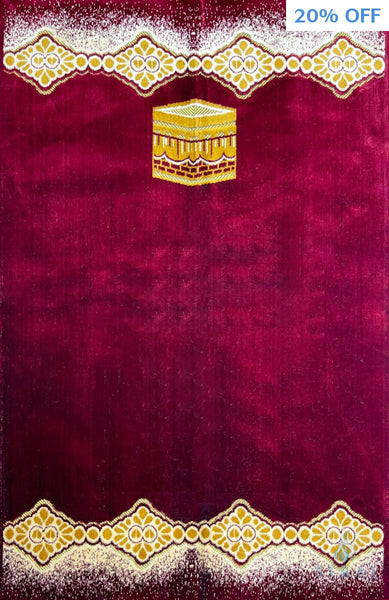 Standard Plush Prayer Rug - Kaaba Simple - Red - Prayer Rugs - Siraj