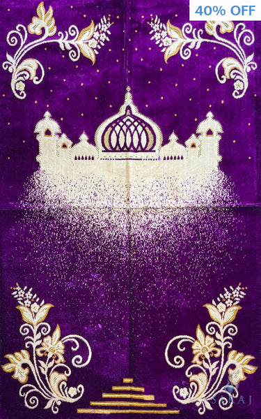 Standard Plush Prayer Rug - Masjid Silhouette - Purple - Prayer Rugs - Siraj