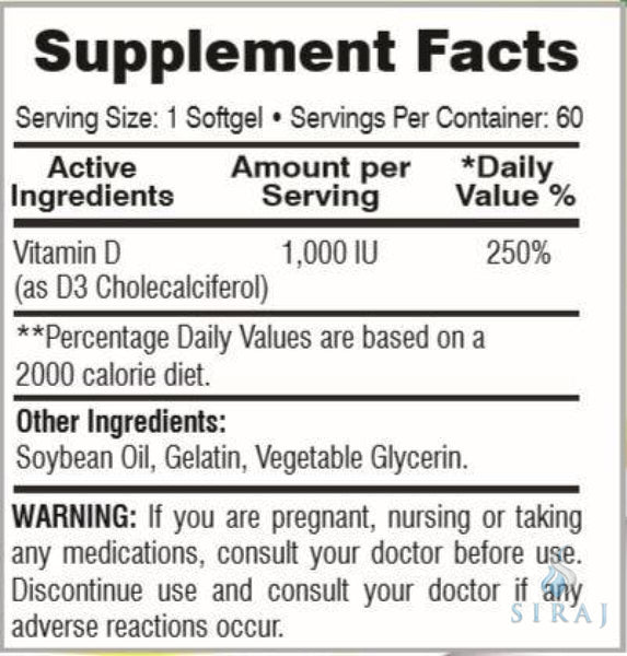 Vitamin D3 1000 IU - Halal Vitamins - Greenfield Nutritions
